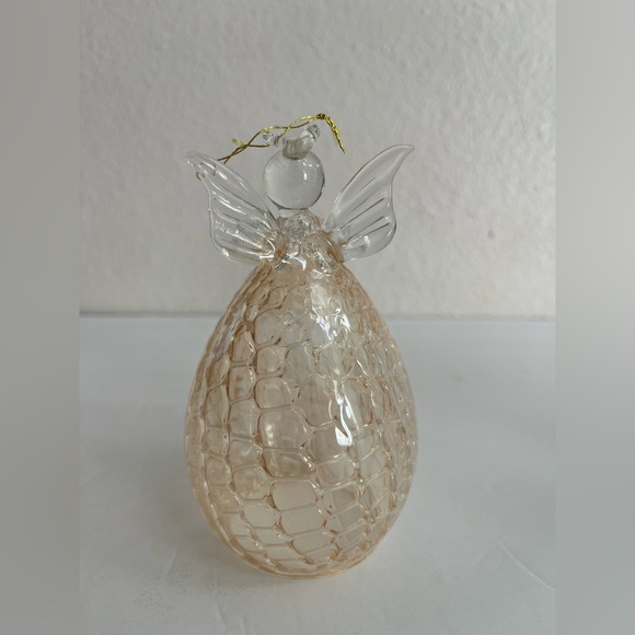 BLOWN GLASS AND BELL SHAPED ANGEL ORNAMENT WITH PRAYING HANDS - Picture 4 of 6